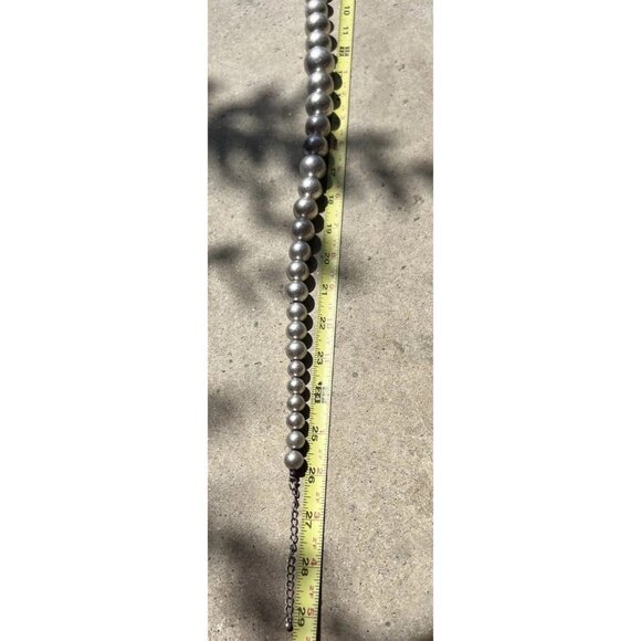 Vintage Silver Graduated Large Round Bead Women’s Necklace Sz 29” - Picture 8 of 13